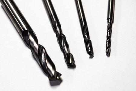 Drill bits special tools. 2 teeht coating carbide precision, high speed. On white background....