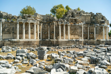 Side Antique City. Turkish Side city Old Town amphitheater in Manavgat Antalya Turkeyの写真素材