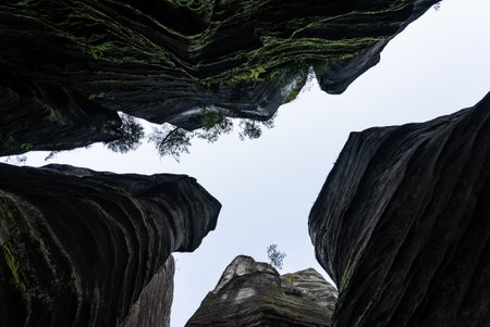 Beautiful sandstone rocks in Adrspach, Czech Republic.の写真素材