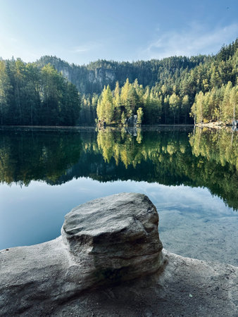 Beautiful sandstone rocks in Adrspach, Czech Republic.の写真素材