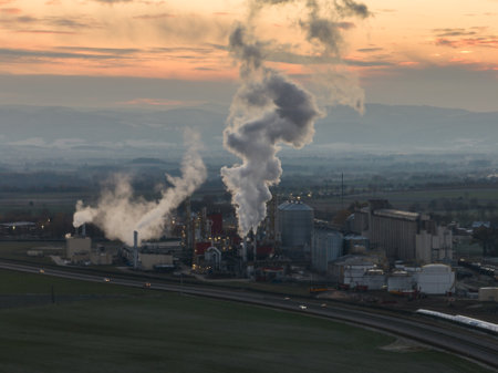 View of ethanol factory. Polish producer of bioethanol and ethanol produced from corn grain. The production plant is located near Nysa in Poland. Ethanol plant.の写真素材