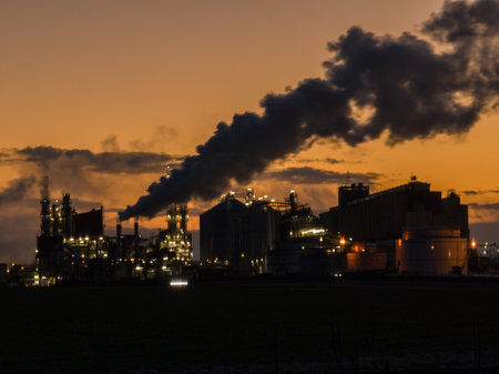 View of ethanol factory. Producer of bioethanol and ethanol produced from corn grain. The production plant is located near Nysa in Poland. Ethanol plant.の写真素材