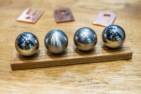 Example of steel polishing. Polished balls. Steel polishing process. Polishing steel. Polished...