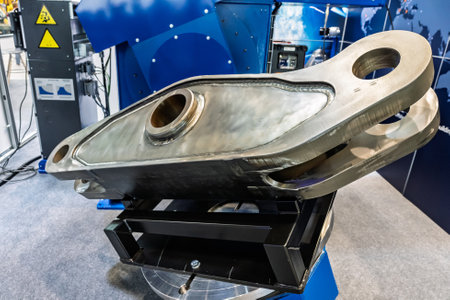 Robot welds steel. Welding head. Welding robot. CNC welding. Robotization and automation of the...