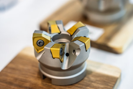 Face milling cutter flat square solid carbide endmill tools. Cutter for cnc machine. Cutting tool for CNC turning and milling machines. Head for processing materials with cutting inserts.の写真素材