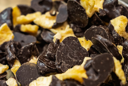 Chocolate cookies in icing. Chocolate sweets. Close-up shots of chocolate cookiesの写真素材