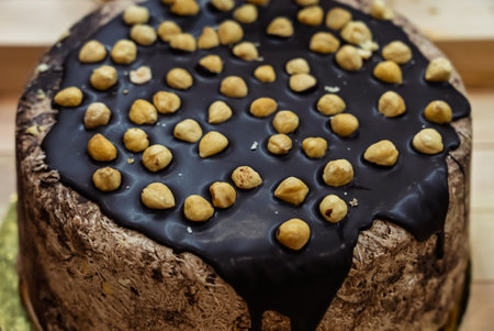 Halva is a traditional Middle Eastern confection made primarily from sesame paste and sugar. Cake with rich, sweet flavor and crumbly texture. Halva cake. Halva dessert and a snackの写真素材