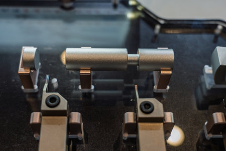 Coated carbide cutting tools with mechanical fastening. Equipment for the lathe on metal. Metal-cutting equipment. Tools for cnc machines.Threading, cutting and grooving plates for CNC tools.の写真素材