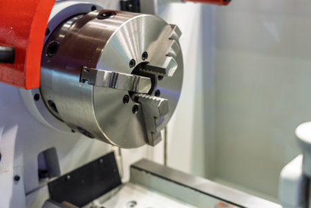 Cnc machine. The CNC lathe machine or Turning machine. Turning numerical control machine with tools...