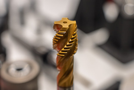 Tap for threading in metal on cnc machines. Tool for metal processing. Turning and milling machine.の写真素材