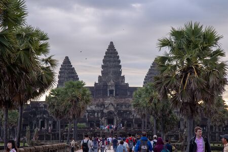 Entrance of Angkor Wat , one of seven wonder world in Siem Reap, Cambodiaの写真素材