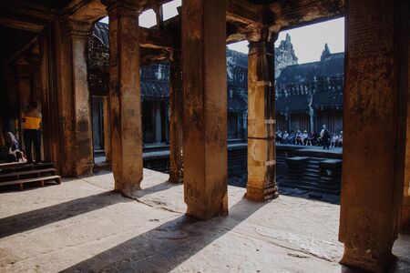Entrance of Angkor Wat,  one of seven wonder world in Siem Reap, Cambodiacの写真素材