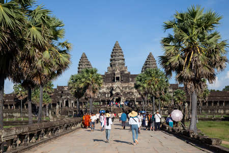 Entrance of Angkor Wat the World Heritage and also one of seven wonder world in Siem Reap, Cambodia