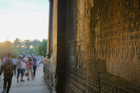Entrance of Angkor Wat the World Heritage and also one of seven wonder world in Siem Reap, Cambodiaのeditorial素材