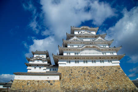 Himeji Castle, Himeji, Hyogo Prefecture, Japan - November 2017 Most beautiful castle in Japan with white design and also record in Unesco. abstract of freedom, strong and stableのeditorial素材