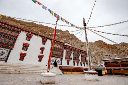 Inside of Hemis temple monastery ,Big and Large temple in Leh Ladakh , India with rock mountain screen.のeditorial素材