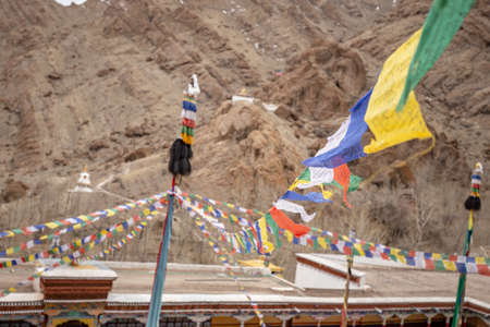 Inside of Hemis temple monastery ,Big and Large temple in Leh Ladakh , India with rock mountain screen.のeditorial素材