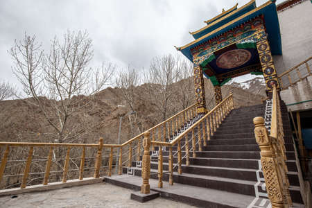 Inside of Hemis temple monastery ,Big and Large temple in Leh Ladakh , India with rock mountain screen.のeditorial素材