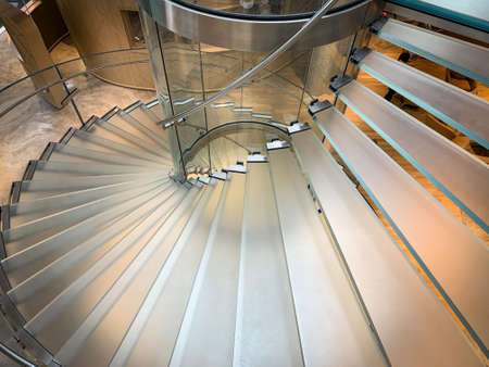 Glass stairs at Co-Working Space on social distancing with luxury comfortable design for work as...