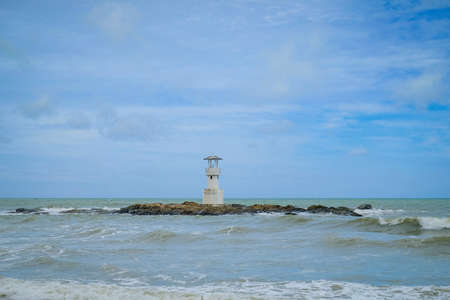Khao lak lighthouse at Phang Nga Province. Lighthouse located in the middle of the sea, Hightlight...
