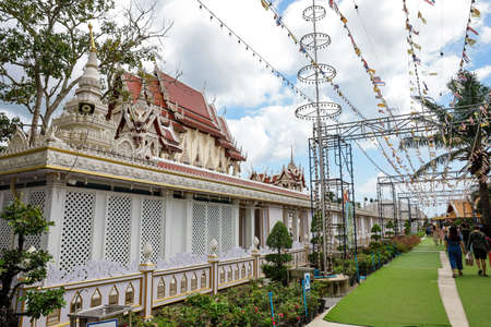 Sichon, Nakhon si thammarat, Thailand - October 2021 : Wat Chedi Ai Khai Temple. Famous temple for making good fortune wishes. Thai people praying and rite redeem offering with a vow to a Ai Khaiのeditorial素材