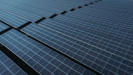 Solar Cell in Solar Cell in the Solar Farm. Concept of sustainable of green energy by generate...
