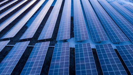 Solar Cell in Solar Cell in the Solar Farm. Concept of sustainable of green energy by generate energy power from sunlight.the Solar Farm.の写真素材