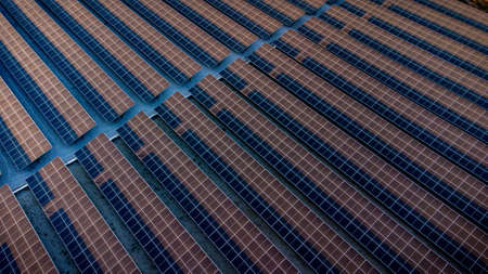 Solar Cell in Solar Cell in the Solar Farm. Concept of sustainable of green energy by generate energy power from sunlight.the Solar Farm.の写真素材