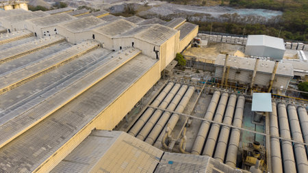 Aerial view of old factory building. Industrial construction site. Industrial landscape.の写真素材