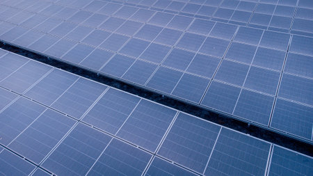 solar panel in solar power station, photovoltaic cellsの写真素材