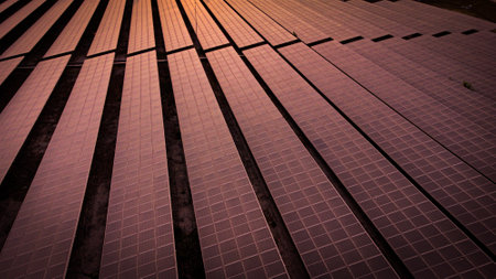 Solar panel, photovoltaic modules for renewable electric energy production.の写真素材