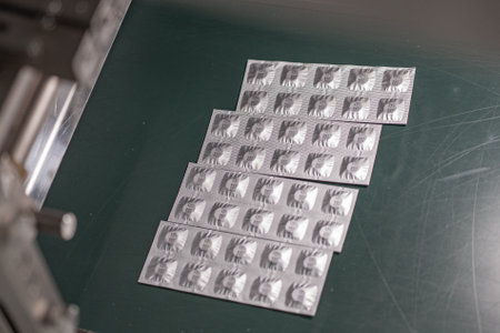 Macro Shot of colour Pills and Capsules During Production and Packing Process on Modern...