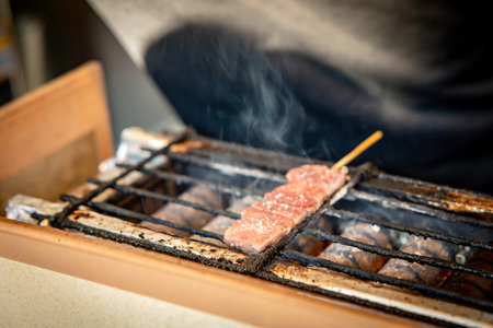 Famous Hida beef of Hida Takayama City. Ready to be cooked for tourists who want to taste it.の写真素材