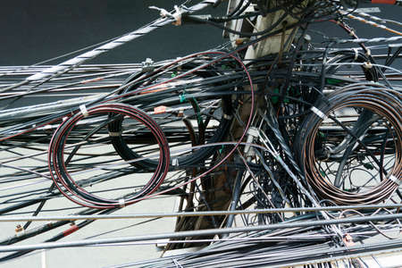 Messy electricity Cable line chaos