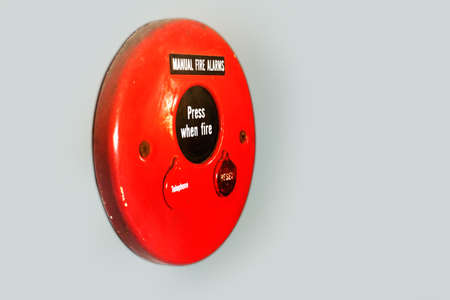 Manual fire alarms close up on white background - Clipping path