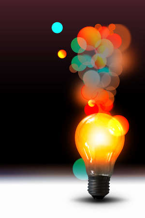 Gold abstract Light bulb and bokeh for background