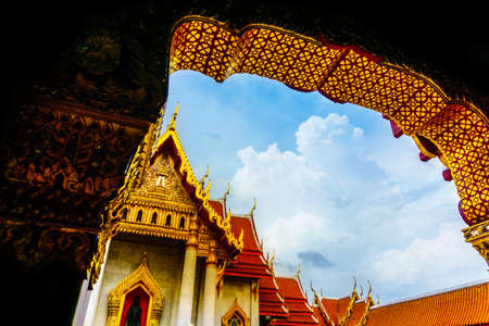 Wat Benchamabophit temple in Bangkok Thailand - New perspective with copy space
