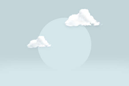 Cloud and circle mock up scene geometry shape podium for product display light soft blue background - Template round shape pedestal on light blue backgroundの写真素材