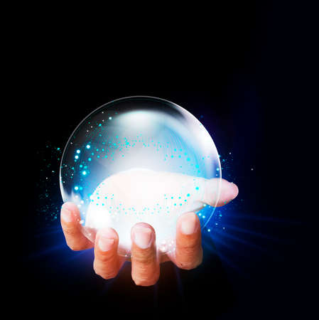 Hands holding blue earth and global networking, magic, Marketing online shopping - Global...