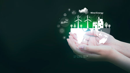 Environmental conservation technology and approaching global sustainable ESG by clean energy and power from renewable natural resourcesの写真素材