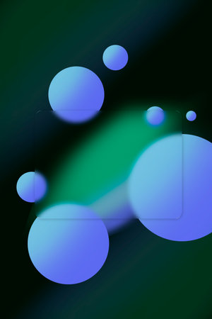 Abstract neon shapes in gradient pastel colors. Poster with blurred effect. Asymmetric composition. Applicable for landing page, invitation, advertisement.の写真素材