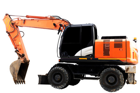 Backhoe loader isolated on white background