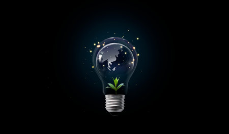Environmental protection achieve business goals environment with light bulb that represents green...