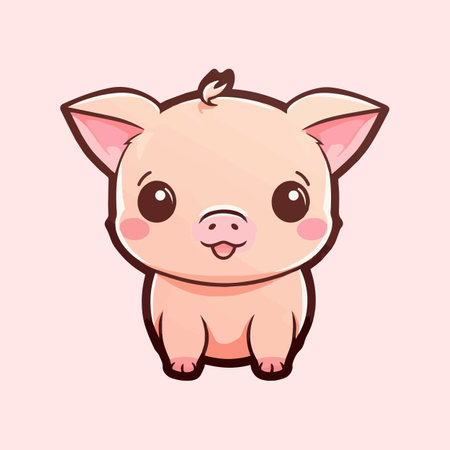 Beige Piglet Cutie Adorable Little Piggy Fashion Cartoonのイラスト素材