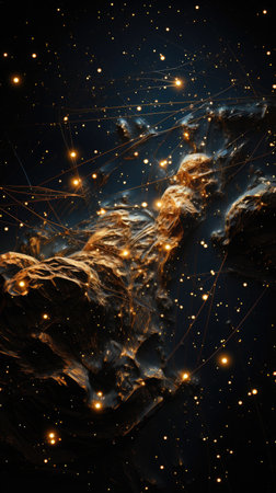 Abstract space background with stars and nebula. 3d illustration.の素材