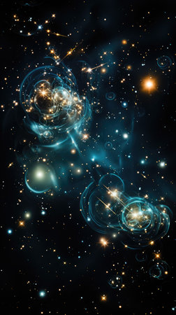 Abstract space background with stars and nebula, computer-generated image.の素材