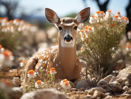 deer in the desert of kalbarri national park, western australiaの素材