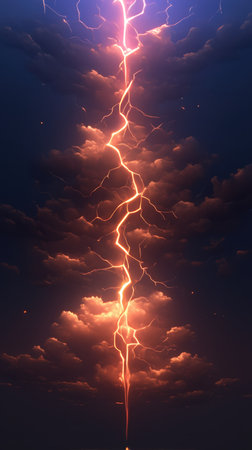 A dramatic image of a powerful lightning strike illuminating a stormy sky, showcasing the beauty and intensity of natural phenomena during a thunderstorm.の写真素材