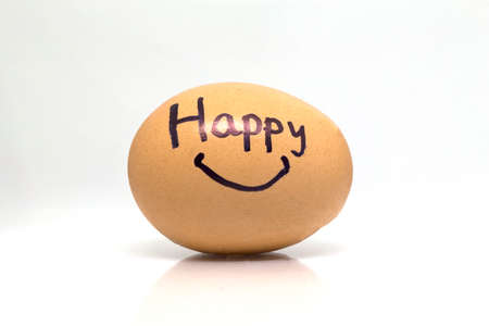 Eggs smile and happy emotion on isolate white background.