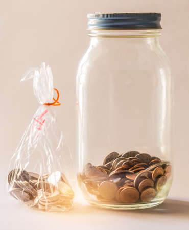 Thai baht, money, Thai coin.Money thai coins ( bath) staircase sorted. King of Thailand. The concept of financial planning, savings, Busines successful, Busines progress.の写真素材